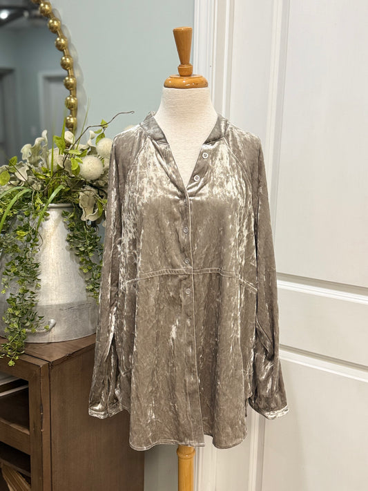 Womens Cupio Crushed Velvet Blouse Size XL