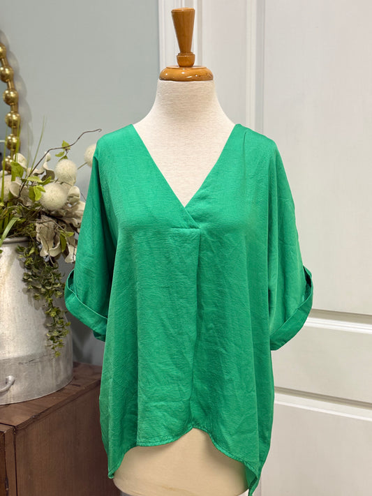 Womens Glam Satin Blouse Size Small OVERSIZED