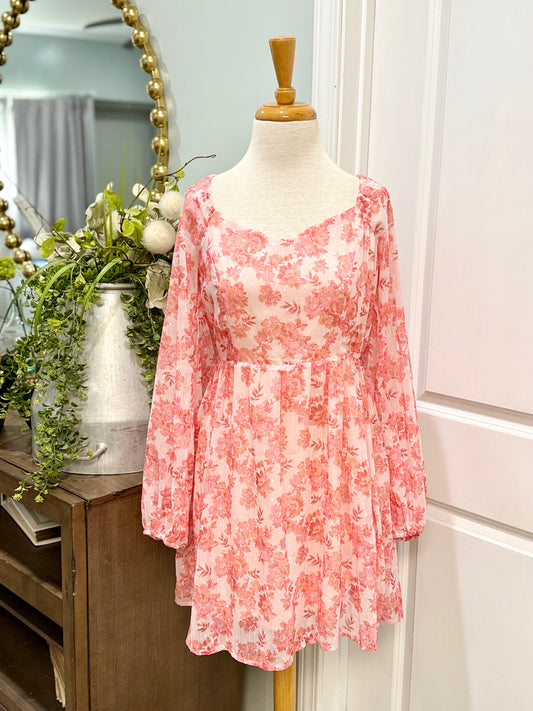 Womens Peach Love Floral Dress Size Medium