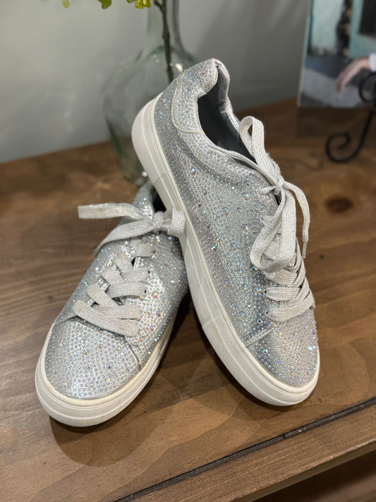 Womens Silver Glitter Sneakers Size 8.5