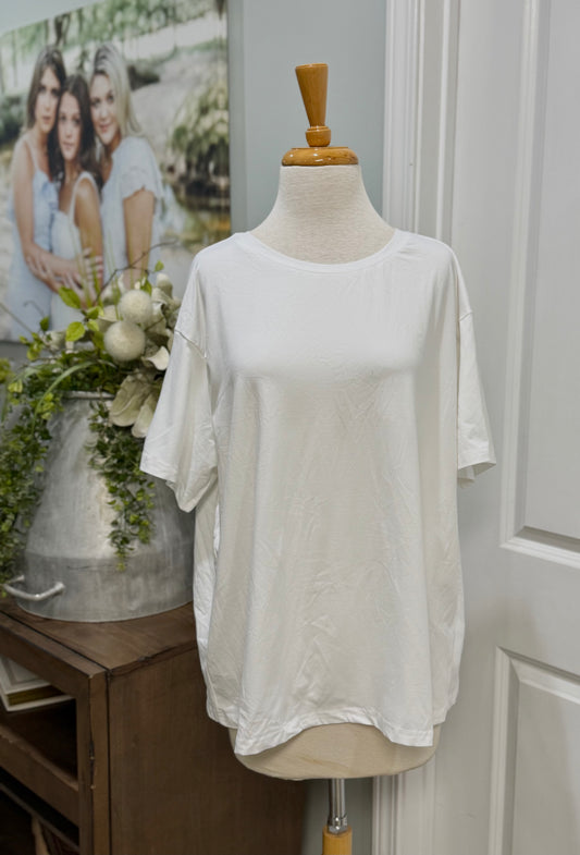 Womens White Cut out Tshirt Size XL