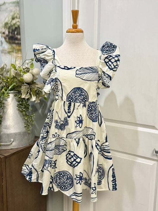 Womens Entro Smocked Navy Dress Size Large NWT $58