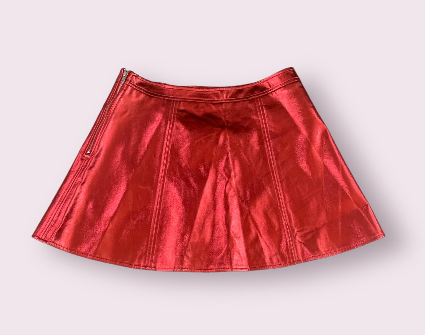 Womens Red Faux Leather Skirt Size Medium