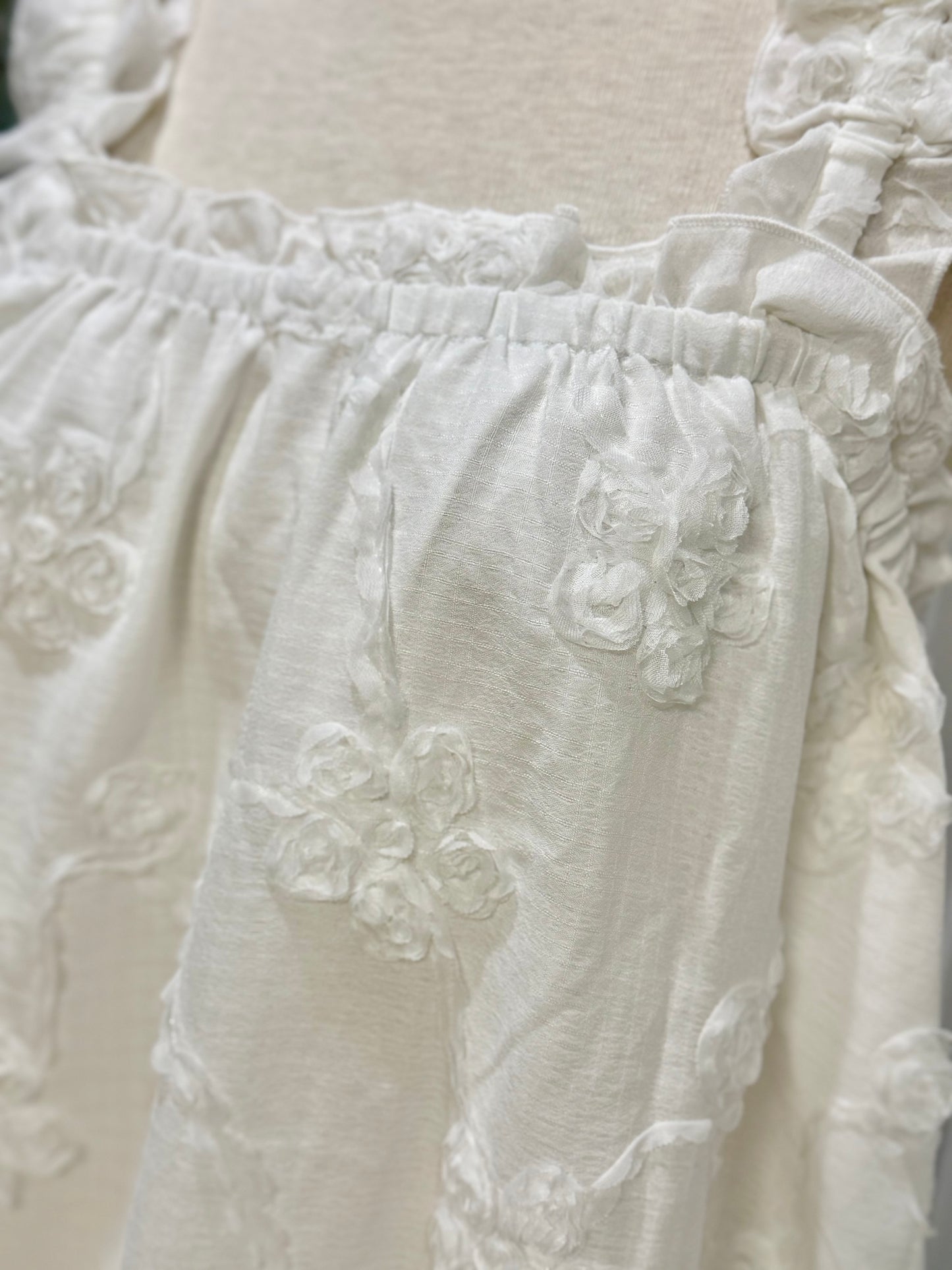 Womens White Rosette Dress Size Large NWT $45