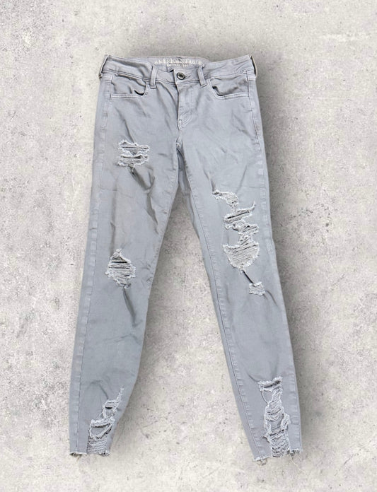 Womens American Eagle Grey Skinny Jeans Size 28