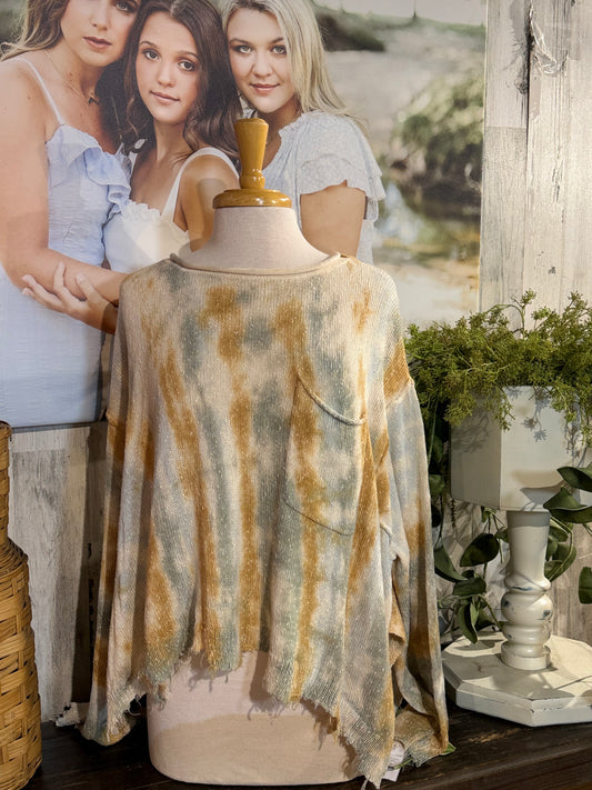 Womens Peach Love Tie Dye Sweater Medium