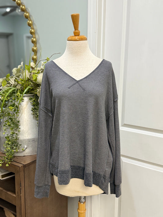 Womens La Miel Waffle Blouse Size Large