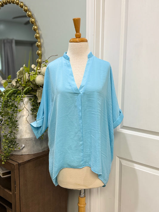 Womens Glam Satin Blouse Size Large