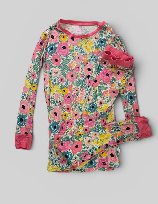 Girls Little Sleepies Floral Pajamas 12/14 EUC