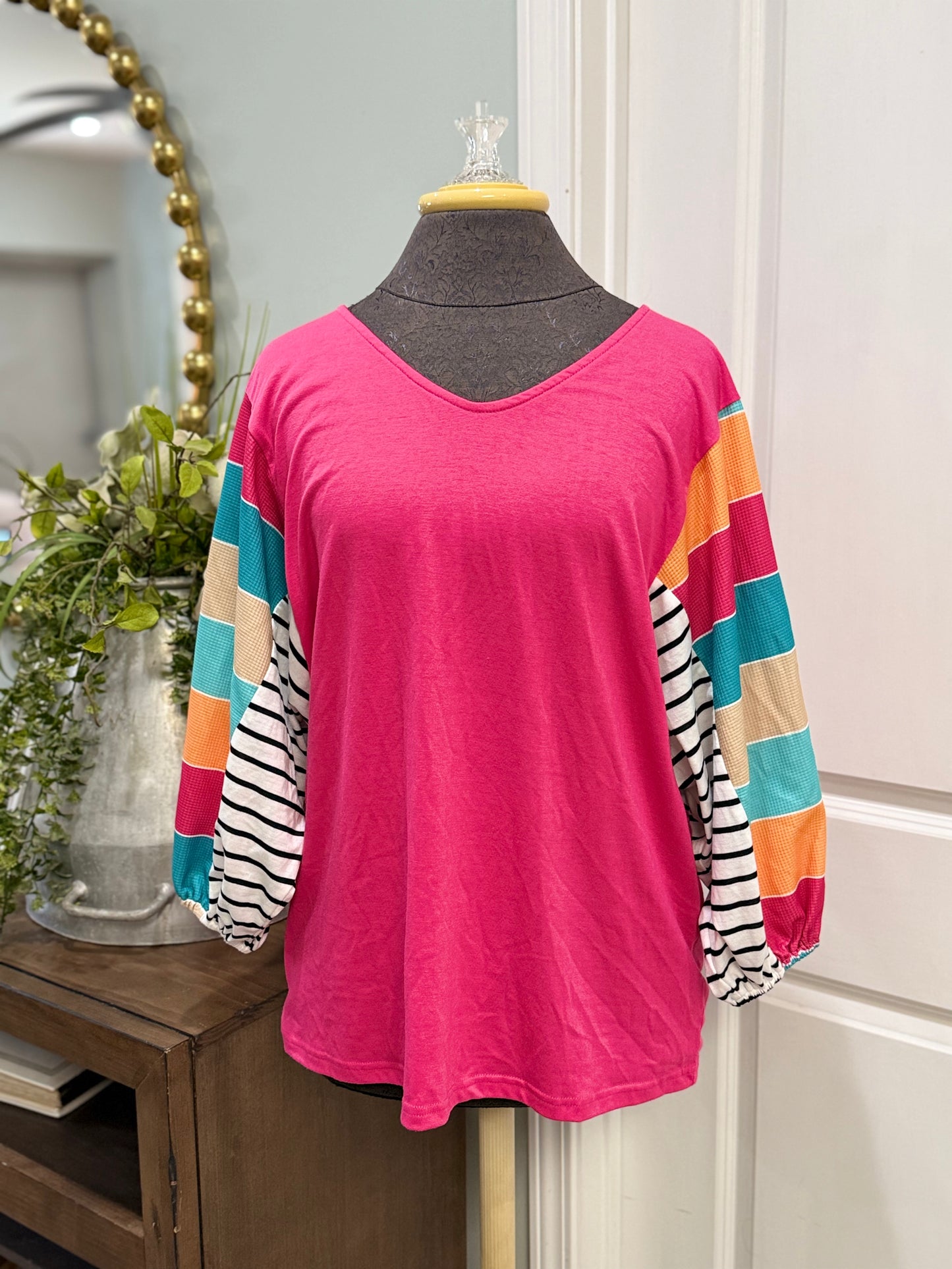 Womens Bubble Sleeve Blouse Medium