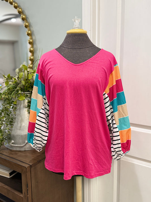 Womens Bubble Sleeve Blouse Medium