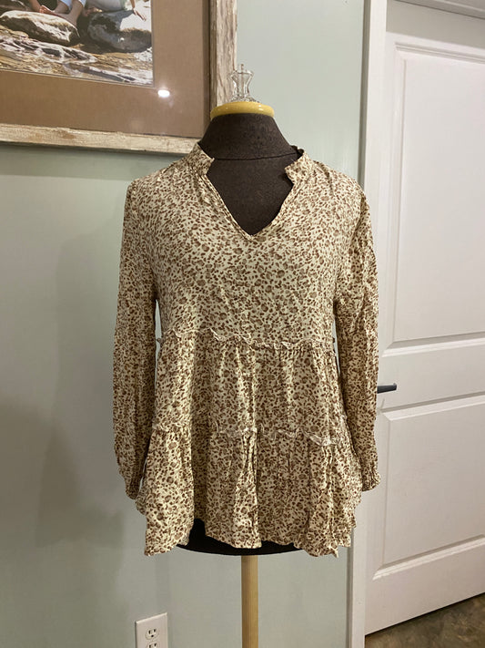 Womens Robert Louis Leopard Blouse Size Small