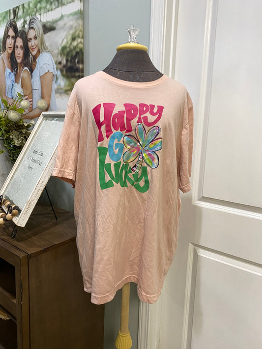 Womens Happy Go Lucky Tshirt Size 2XL