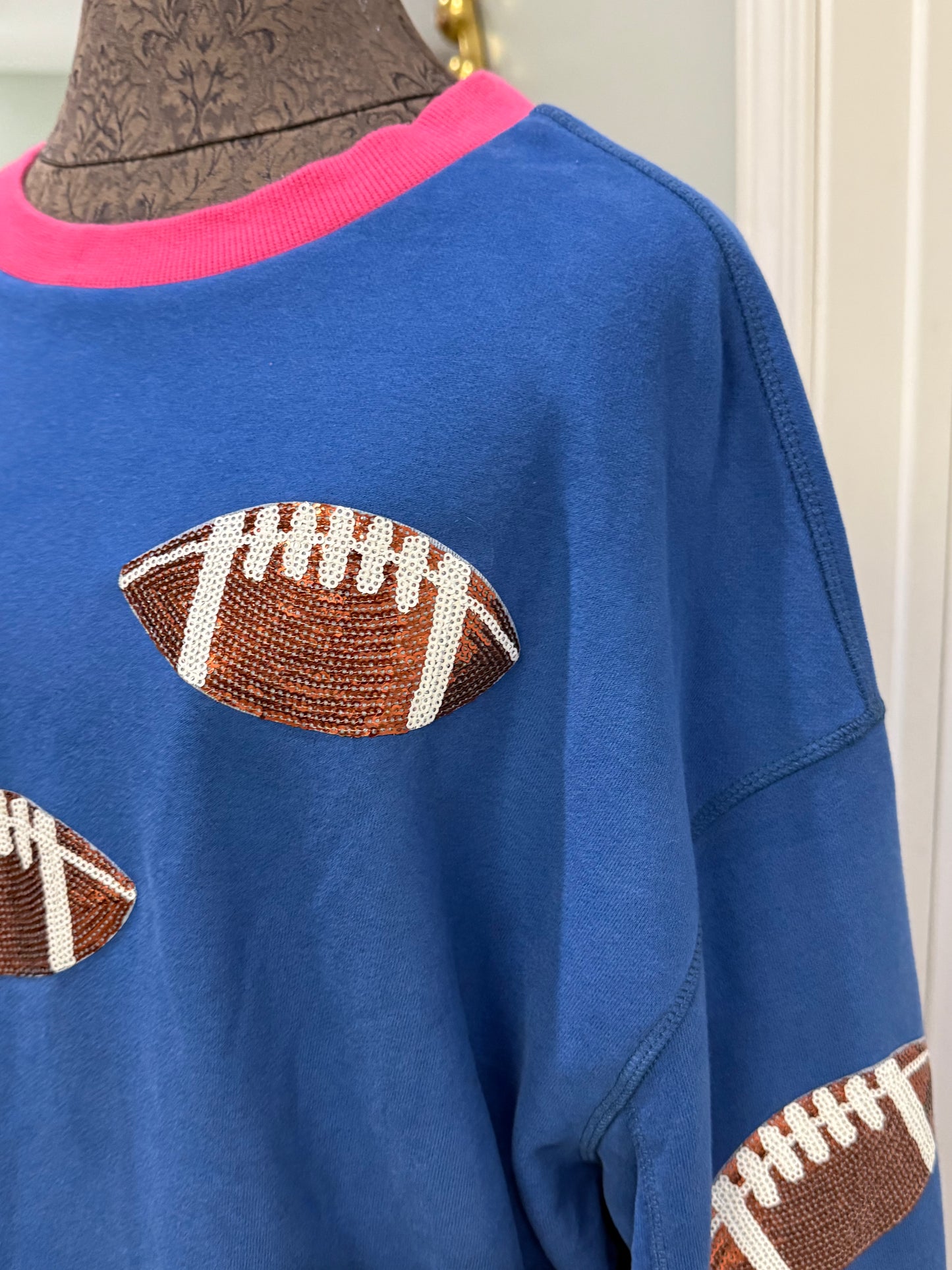 Womens Sequin Football Sweatshirt XL
