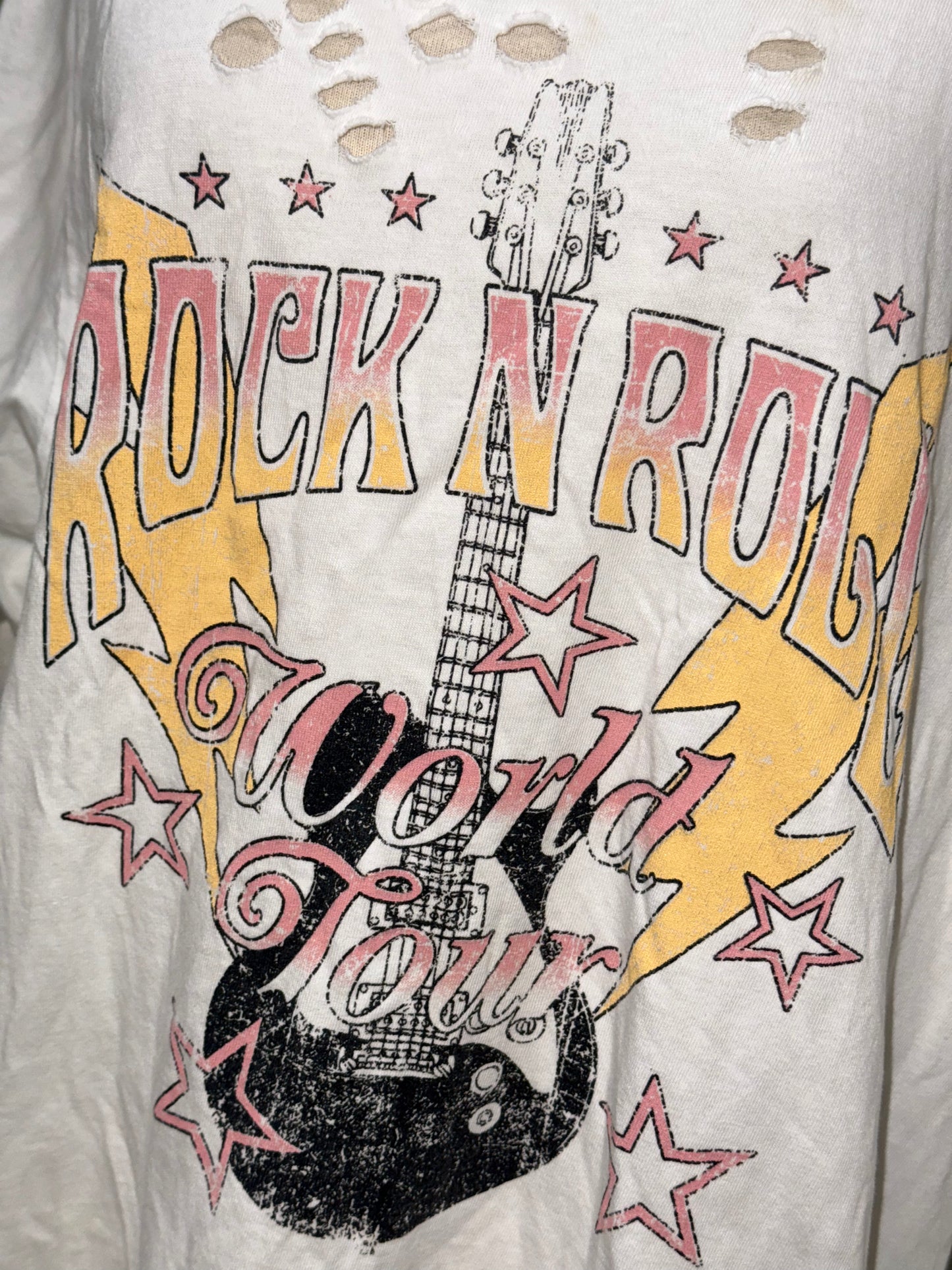 Womens Rock N Roll Burn Out Tee Size M/L OVERSIZED