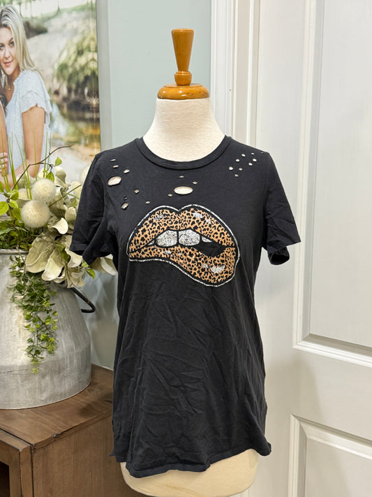 Womens Zutter Lips Tshirt Size Small