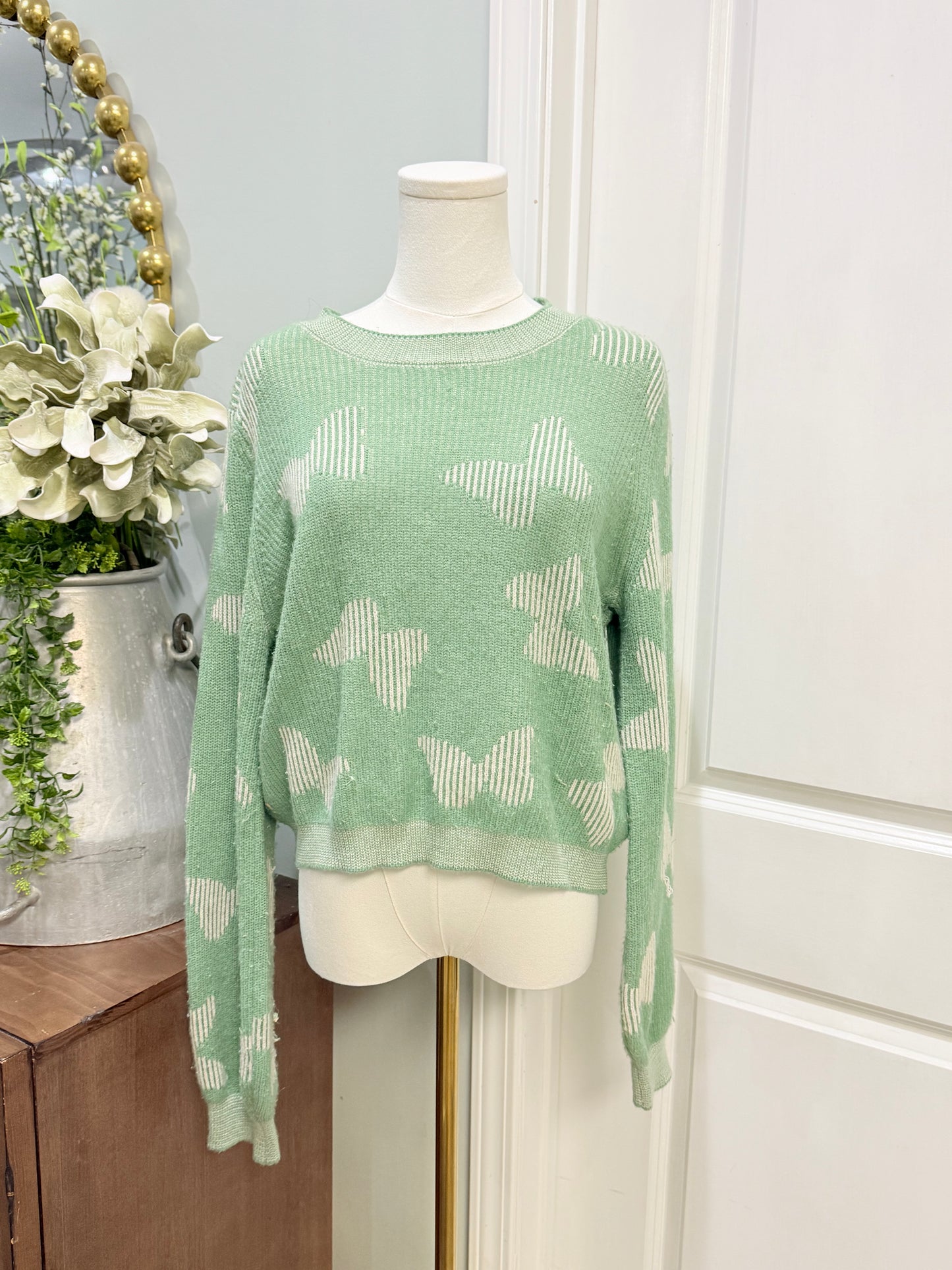 Womens Green Butterfly Sweater Medium EUC