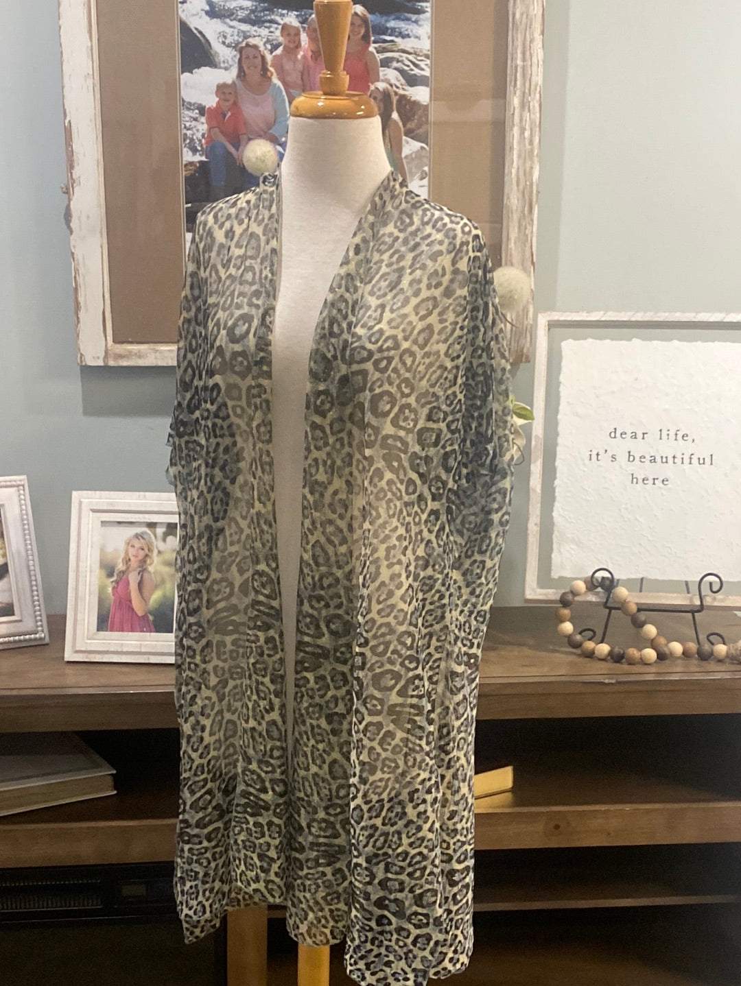 Womens Sheer Leopard Kimono O/S
