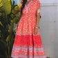 Womens Red Floral Tasseled Tied Sleeve Empire Waist Maxi Dress M-XL NEW